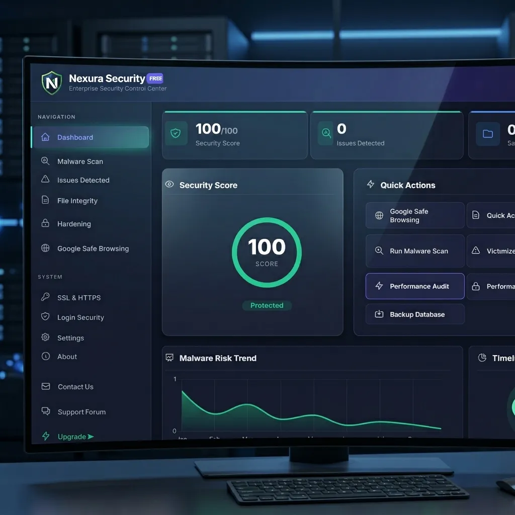Nexura WordPress Security Plugin Dashboard Interface